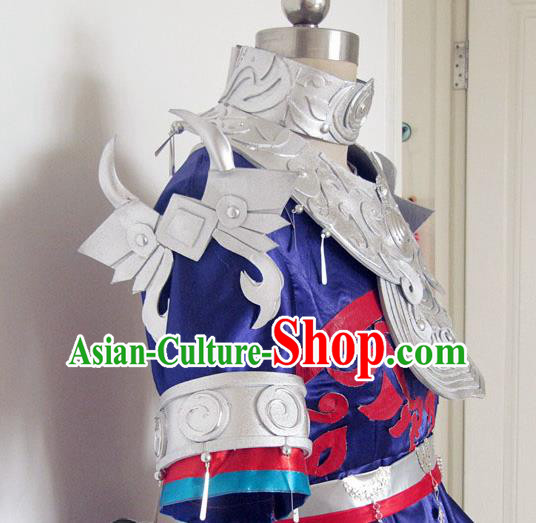 Custom Young Lady Clothing Halloween Princess Garment Costume Cosplay Swordswoman Navy Dress Outfits