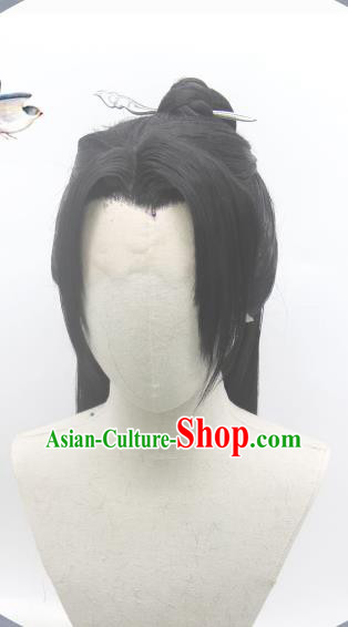 Handmade China Ancient Swordsman Headdress Cosplay Qin Dynasty Young Knight Wigs Traditional Hanfu Warrior Hairpieces