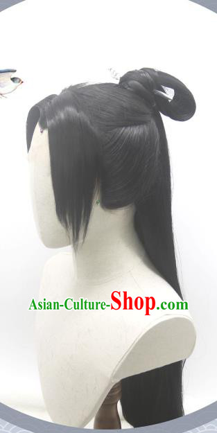 Handmade China Ancient Swordsman Headdress Cosplay Qin Dynasty Young Knight Wigs Traditional Hanfu Warrior Hairpieces
