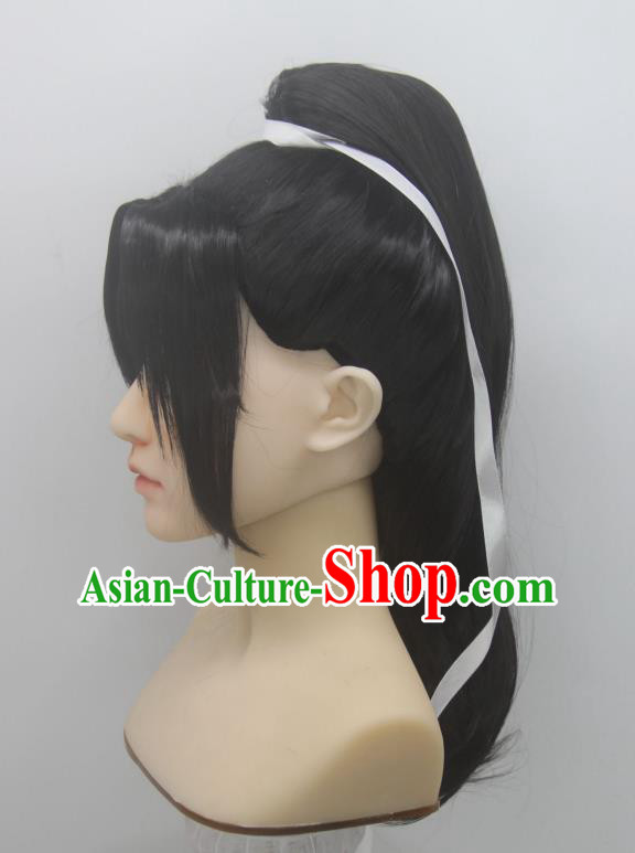 Handmade China Ancient Swordsman Headdress Cosplay Young Knight Wigs Traditional Honor of Kings Li Xiaoyao Hairpieces