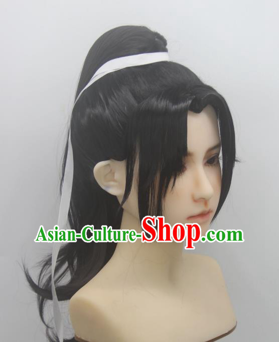 Handmade China Ancient Swordsman Headdress Cosplay Young Knight Wigs Traditional Honor of Kings Li Xiaoyao Hairpieces