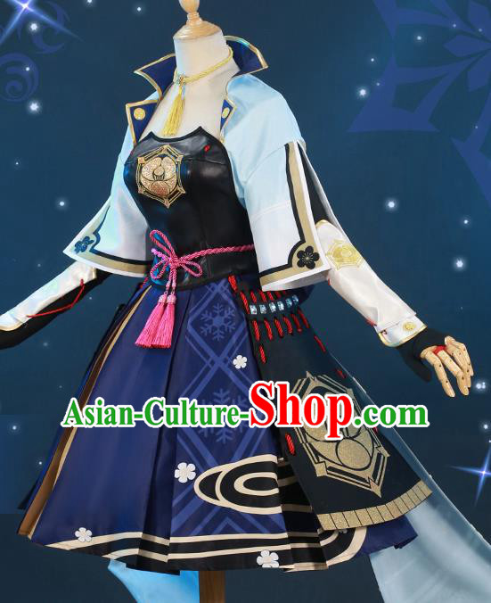 Custom Cosplay Fairy Garment Costumes Game Role Young Lady Blue Dress Halloween Goddess Clothing