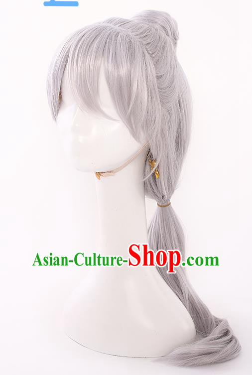 Handmade Demon Angel Grey Wigs Traditional Game Princess Hair Accessories Cosplay Fairy Hairpieces