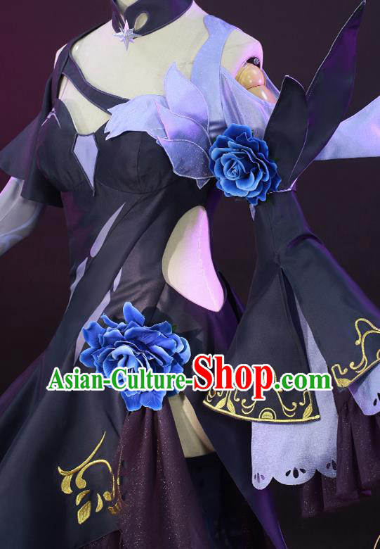 Custom Cartoon Young Lady Clothing Cosplay Angel Garment Costumes Female Warrior Black Dress
