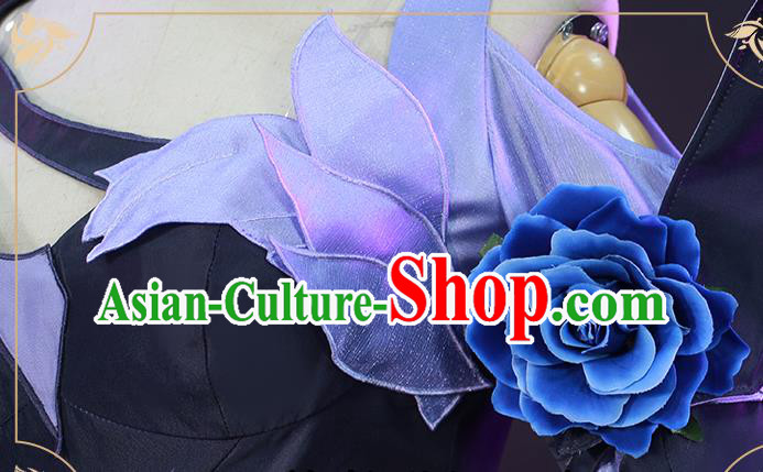 Custom Cartoon Young Lady Clothing Cosplay Angel Garment Costumes Female Warrior Black Dress