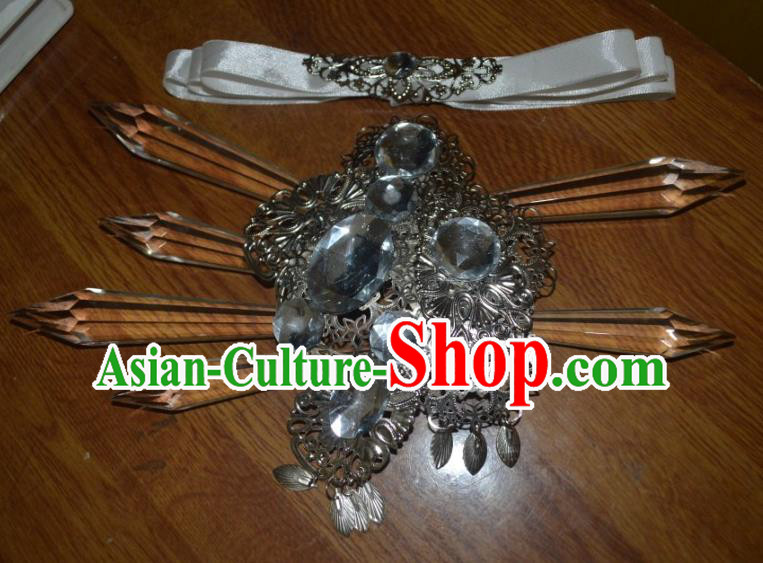 China Cosplay Goddess Headpieces Ancient Imperial Consort Hairpins Headdress Traditional Puppet Show Yu Cixin Hair Accessories