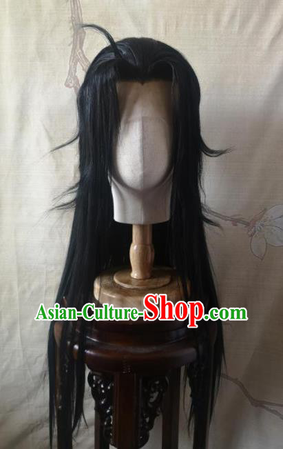 Chinese Handmade Cosplay Young Knight Hairpieces Ming Dynasty Hero Front Lace Wigs Headdress Ancient Swordsman Hair Accessories