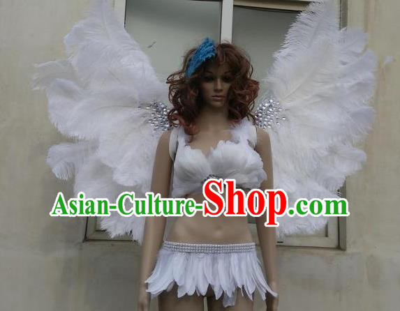 Top Stage Show White Feather Wings Brazilian Carnival Accessories Halloween Catwalks Decorations Cosplay Angel Props