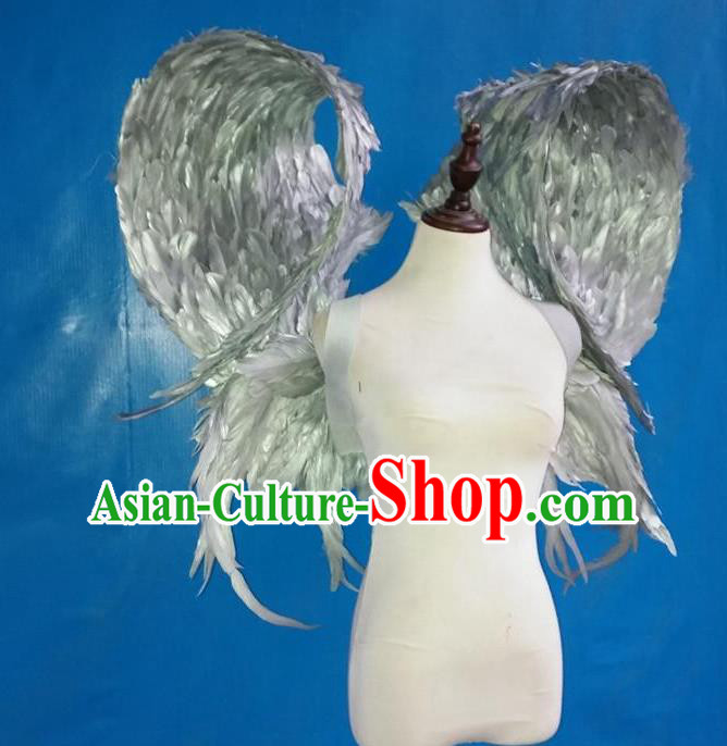 Top Halloween Cosplay Back Decorations Miami Angel Props Opening Dance Silvery Feather Wings Brazilian Parade Catwalks Accessories