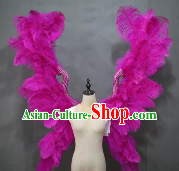 Top Stage Show Rosy Feather Butterfly Wings Brazilian Parade Back Accessories Samba Dance Deluxe Decorations Miami Angel Catwalks Props