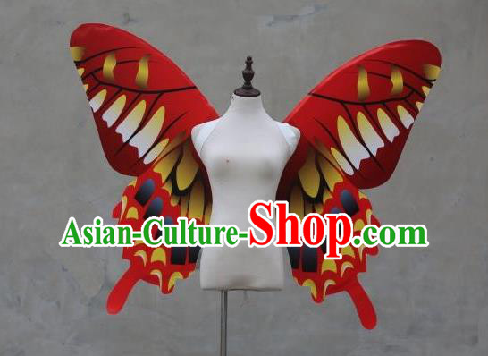 Top Miami Catwalks Angel Props Stage Show Red Butterfly Wings Brazilian Parade Back Accessories Opening Dance Decorations