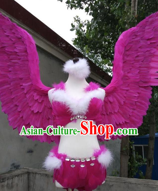 Top Brazilian Parade Back Accessories Cosplay Angel Decorations Miami Catwalks Props Stage Show Rosy Feather Wings