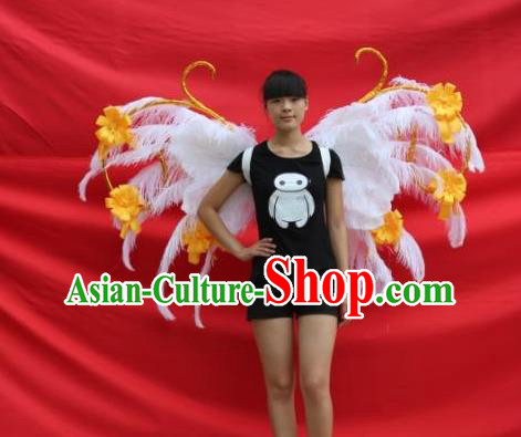 Top Opening Dance Back Accessories Halloween Cosplay Angel Decorations Miami Catwalks Props Stage Show White Feather Wings
