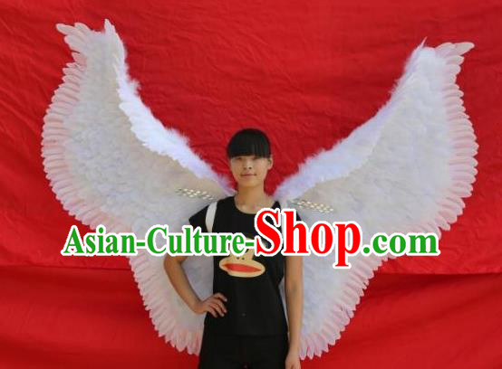 Top Brazil Parade Giant Decorations Miami Angel Props Stage Show White Feather Wings Catwalks Back Accessories