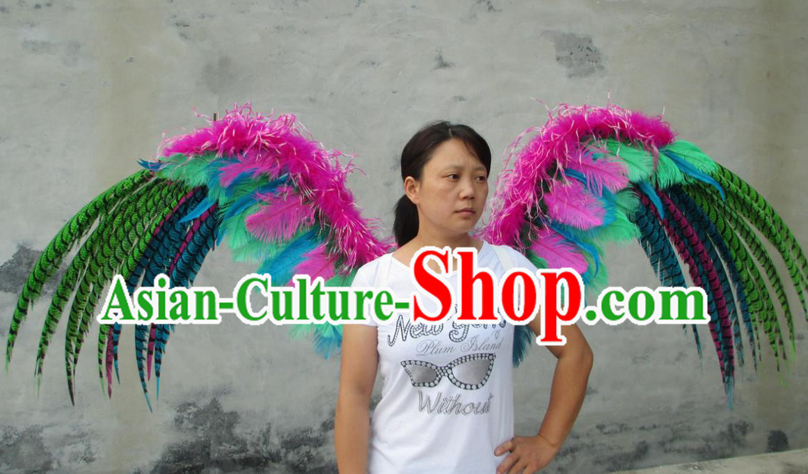 Top Miami Catwalks Angel Props Stage Show Colorful Feather Wings Opening Dance Back Accessories Brazil Parade Decorations