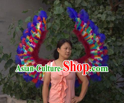 Top Opening Dance Back Accessories Brazil Parade Decorations Miami Catwalks Angel Props Stage Show Colorful Feather Wings