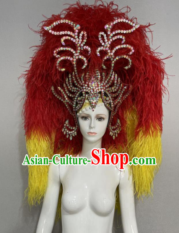 Custom Catwalks Giant Hair Crown Halloween Opening Dance Headdress Brazil Parade Feather Hat Samba Dance Hair Accessories