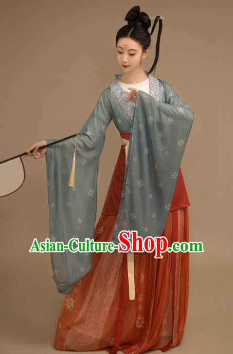 China Southern and Northern Dynasties Garment Costumes Traditional Hanfu Dress Apparels Ancient Palace Beauty Clothing