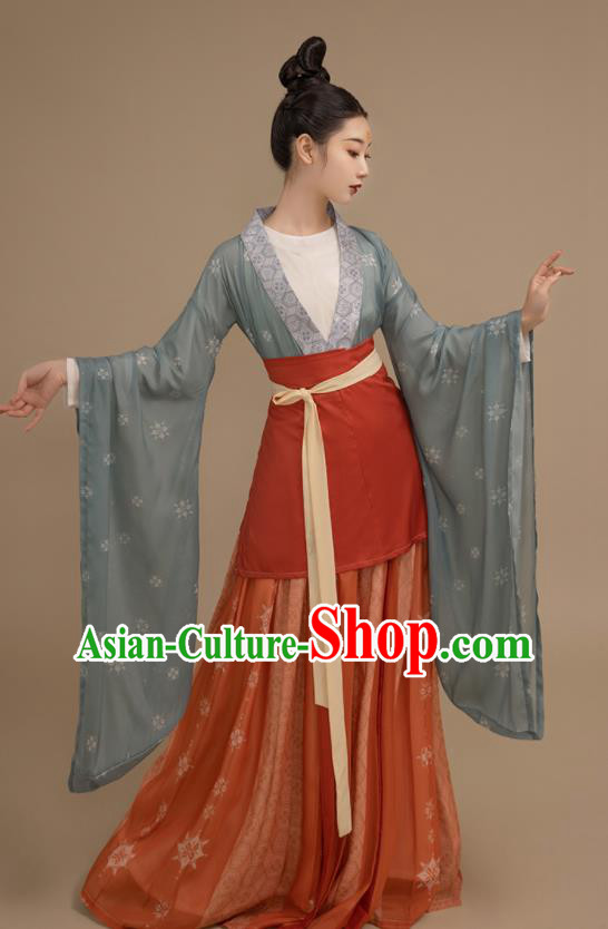 China Southern and Northern Dynasties Garment Costumes Traditional Hanfu Dress Apparels Ancient Palace Beauty Clothing