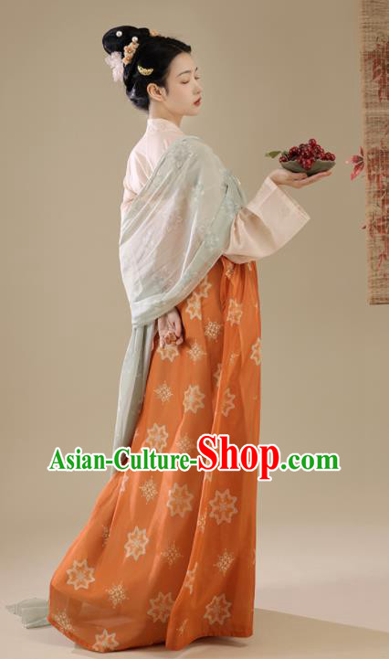 China Ancient Palace Beauty Clothing Tang Dynasty Garment Costumes Traditional Court Hanfu Dress Apparels