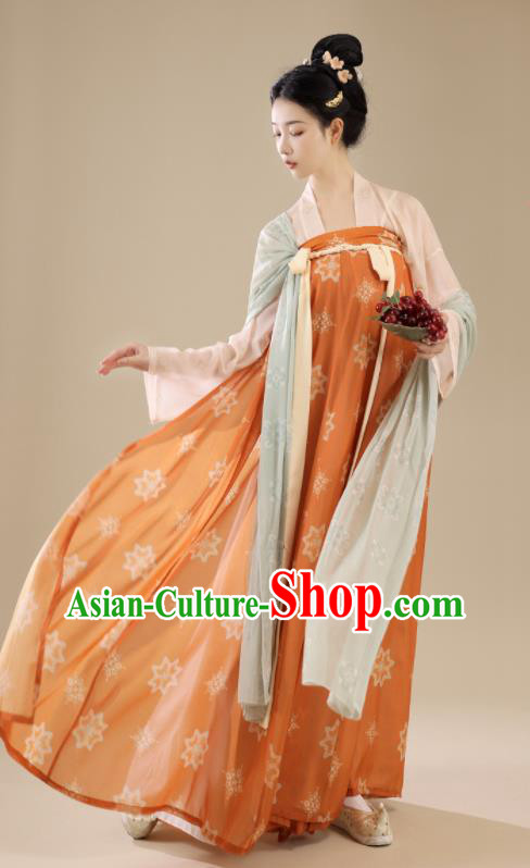 China Ancient Palace Beauty Clothing Tang Dynasty Garment Costumes Traditional Court Hanfu Dress Apparels
