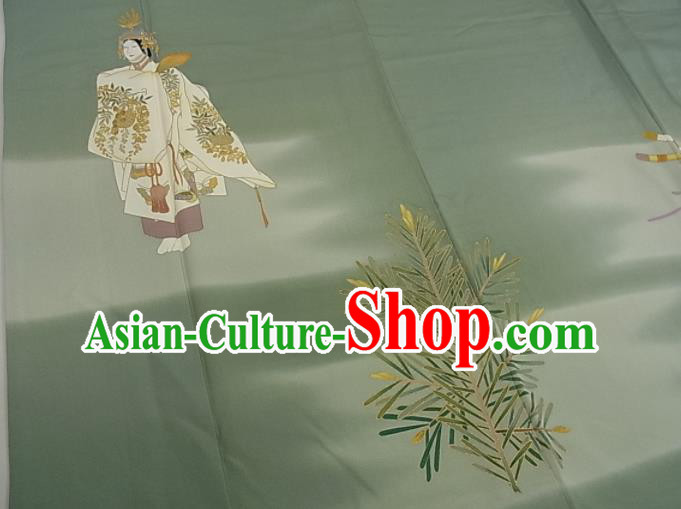 Japanese Female Green Yukata Dress Traditional Festival Clothing Classical Palace Lady Pattern Tsukesage Kimono