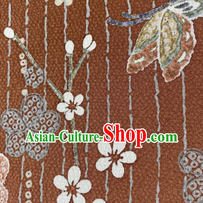 Japanese Classical Butterfly Plum Pattern Tsukesage Kimono Costume Court Woman Yukata Dress Traditional Clothing