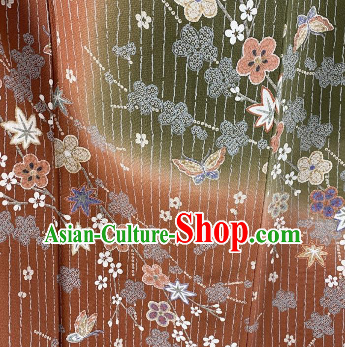 Japanese Classical Butterfly Plum Pattern Tsukesage Kimono Costume Court Woman Yukata Dress Traditional Clothing