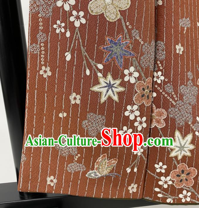 Japanese Classical Butterfly Plum Pattern Tsukesage Kimono Costume Court Woman Yukata Dress Traditional Clothing