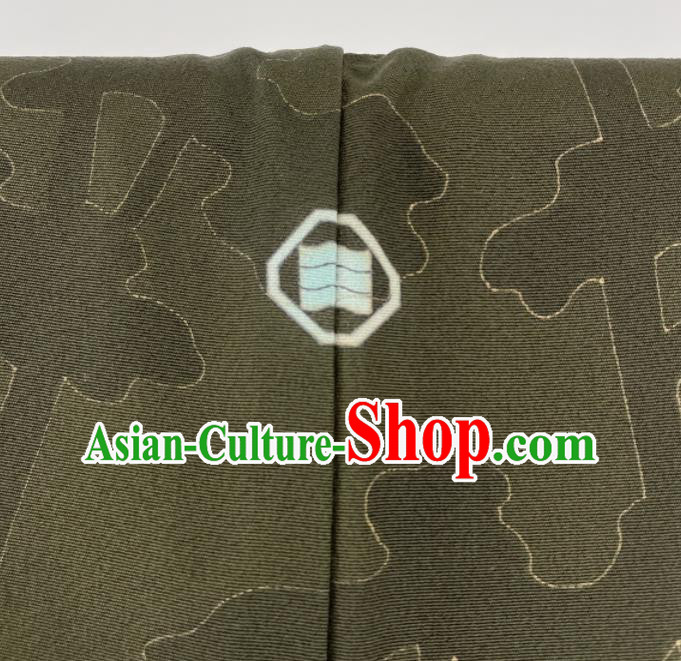 Japan Traditional Tsukesage Kimono Clothing Classical Pattern Grey Yukata Robe Male Garment Costume