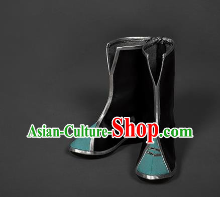 Chinese Ancient Swordswoman Costumes Traditional Cosplay Female Knight Green Hanfu Dress