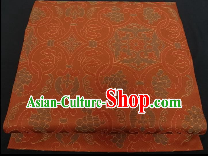 Japanese Traditional Yukata Robe Nishijin Girdle Accessories Classical Grape Pattern Kimono Belt Handmade Orange Brocade Waistband