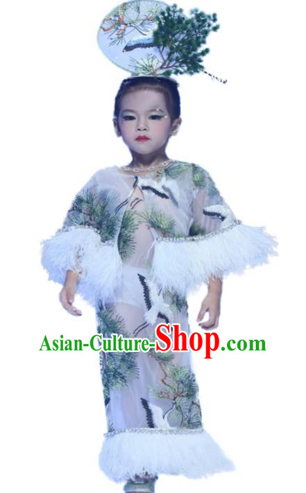 Chinese Stage Show Fashion Girl Catwalk Cheongsam Clothing Compere Garment Costume Children Performance Qipao Dress