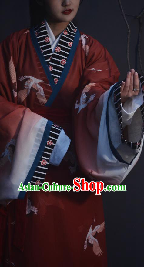 China Ancient Imperial Consort Hanfu Dress Apparels Han Dynasty Court Beauty Garment Costumes Traditional Historical Clothing