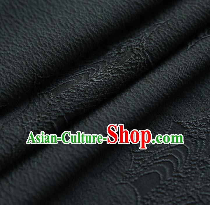 Asian Japan Kimono Brocade Tapestry Traditional Jacquard Black Silk Fabric