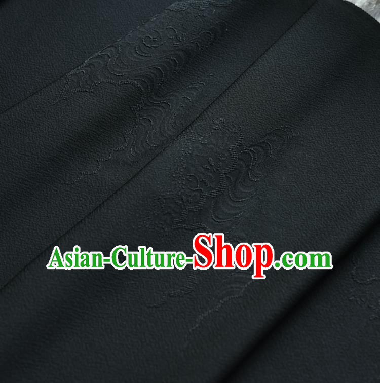 Asian Traditional Jacquard Black Silk Fabric Japan Kimono Brocade Tapestry