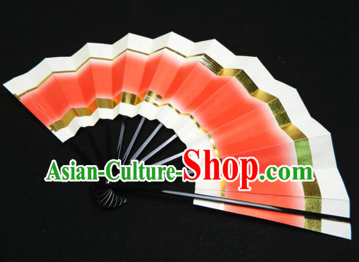 Japan Handmade Craft Fans Geisha Performance Accordion Classical Dance Folding Fan Traditional Court Red Fan