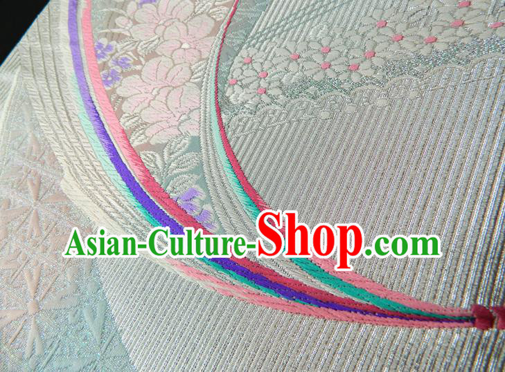 Japanese Classical Yukata Dress Hekoobi Accessories Traditional Kimono Belt Handmade White Brocade Waistband