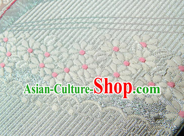 Japanese Classical Yukata Dress Hekoobi Accessories Traditional Kimono Belt Handmade White Brocade Waistband