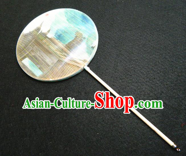 Japan Traditional Palace Fan Handmade Printing Silk Fan Geisha Dance Fan Classical Circular Fan