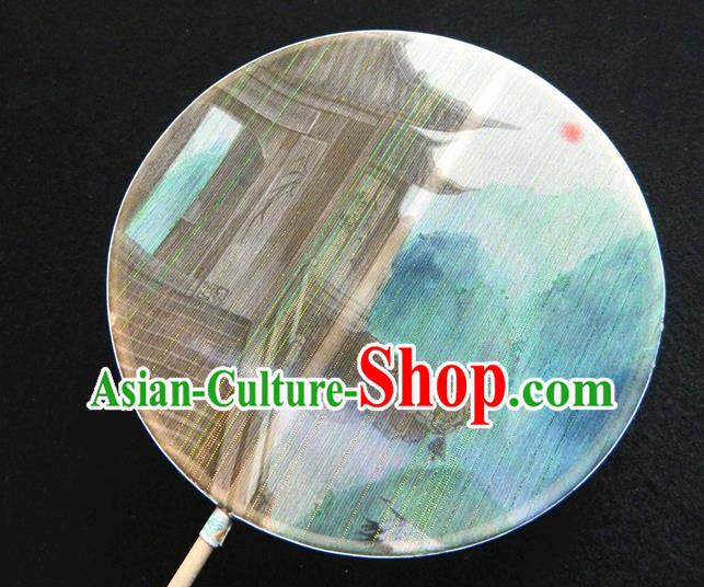 Japan Traditional Palace Fan Handmade Printing Silk Fan Geisha Dance Fan Classical Circular Fan