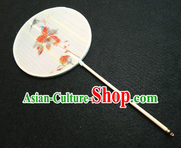 Japan Handmade Printing Red Lotus Silk Fan Geisha Performance Fan Classical Dance Circular Fan Traditional Palace Fan