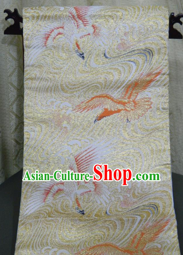 Japanese Yukata Dress Hekoobi Accessories Traditional Eagle Pattern Light Golden Brocade Belt Handmade Kimono Waistband