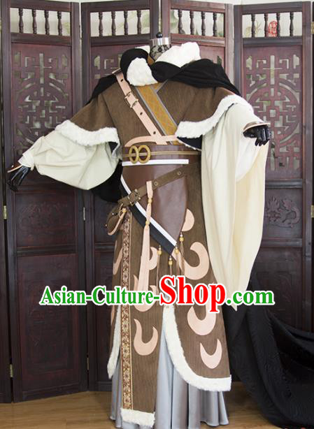China Ancient Chivalrous Male Garment Costumes Traditional Puppet Show Swordsman Shang Buhuan Uniforms Cosplay King Hanfu Clothing