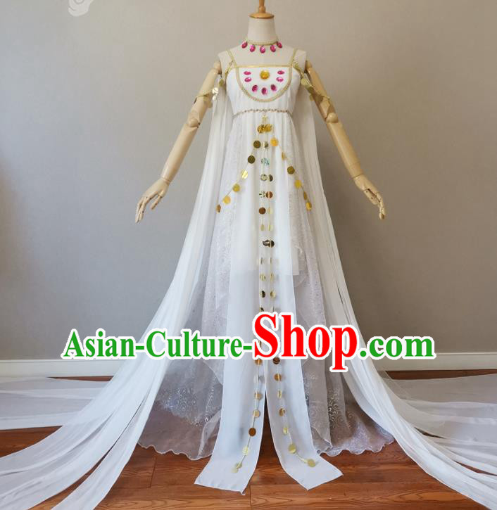 Top Halloween Fancy Ball Fairy Garment Costume Magic Princess Clothing Cosplay Young Beauty White Dress
