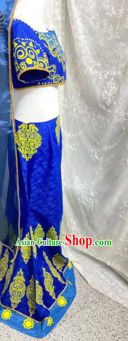 Professional Indian Dance Garment Costumes Ancient Princess Royalblue Dress Outfits Traditional Cosplay Clothing