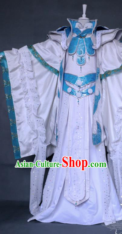 Chinese Cosplay Taoist Priest Clothing Ancient Swordsman White Uniforms Traditional Puppet Show Dragon Prince Garment Costumes