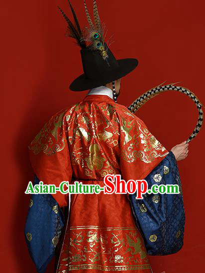 China Ming Dynasty Emperor Historical Clothing Ancient Royal Monarch Garment Costumes Traditional Hanfu Apparels Complete Set