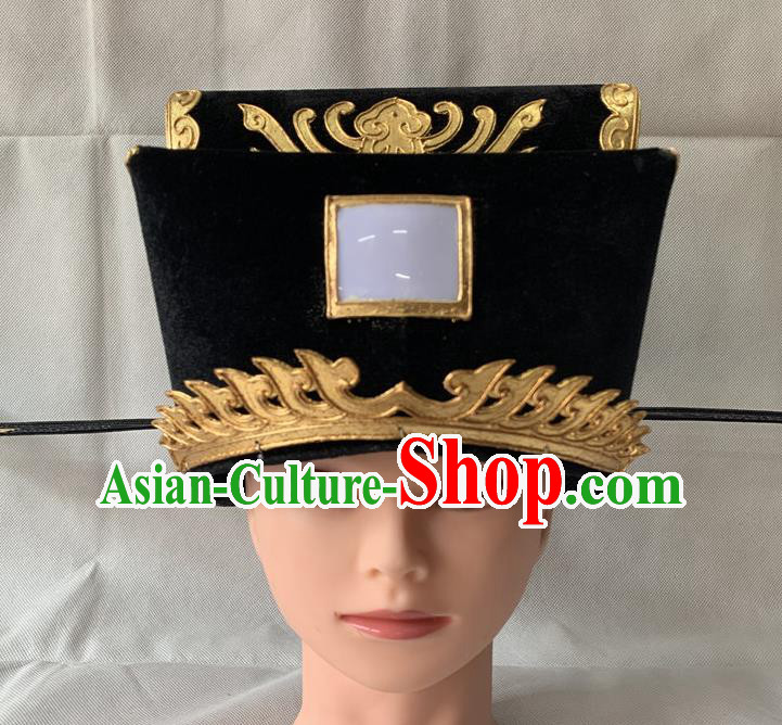 Handmade China Ancient Prime Minister Helmet Peking Opera Laosheng Black Hat Beijing Opera Bao Zheng Headwear
