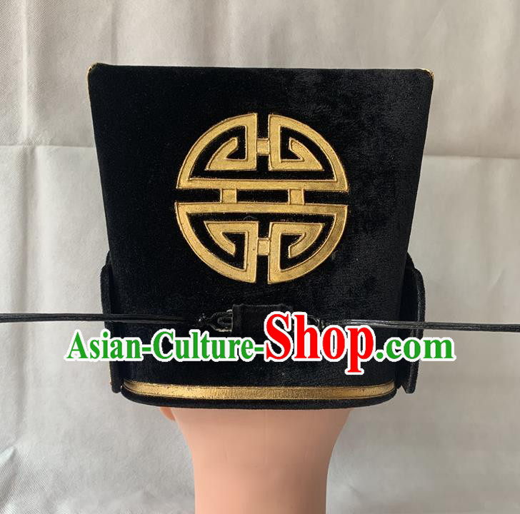 Handmade China Ancient Prime Minister Helmet Peking Opera Laosheng Black Hat Beijing Opera Bao Zheng Headwear